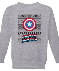 Marvel Captain America Kids' Christmas Sweatshirt - Grey - 11-12 ans - Gris chez Zavvi FR image 5059478644990