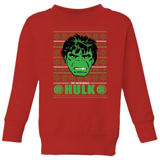 Marvel Hulk Face Kids' Christmas Sweatshirt - Red - 11-12 ans - Rouge chez Zavvi FR image 5059478645744