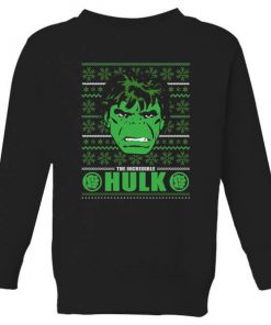 Marvel Hulk Face Kids' Christmas Sweatshirt - Black - 11-12 ans - Noir chez Zavvi FR image 5059478647090