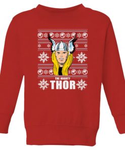 Marvel Thor Face Kids' Christmas Sweatshirt - Red - 11-12 ans - Rouge chez Zavvi FR image 5059478647748