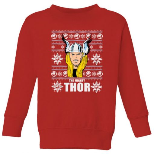 Marvel Thor Face Kids' Christmas Sweatshirt - Red - 11-12 ans - Rouge chez Zavvi FR image 5059478647748