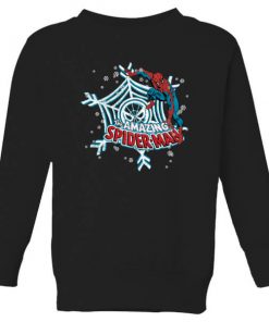 Marvel The Amazing Spider-Man Snowflake Web Kids' Christmas Sweatshirt - Black - 11-12 ans - Noir chez Zavvi FR image 5059478648196