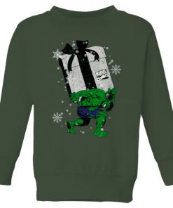 Marvel The Incredible Hulk Christmas Present Kids' Christmas Sweatshirt - Forest Green - 11-12 ans - Forest Green chez Zavvi FR image 5059478648844