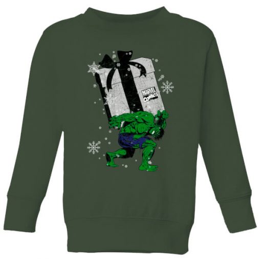 Marvel The Incredible Hulk Christmas Present Kids' Christmas Sweatshirt - Forest Green - 11-12 ans - Forest Green chez Zavvi FR image 5059478648844