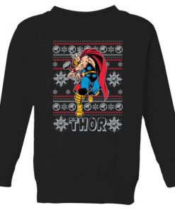 Marvel Thor Kids' Christmas Sweatshirt - Black - 11-12 ans - Noir chez Zavvi FR image 5059478648899