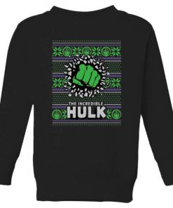 Marvel Hulk Punch Kids' Christmas Sweatshirt - Black - 11-12 ans - Noir chez Zavvi FR image 5059478649544