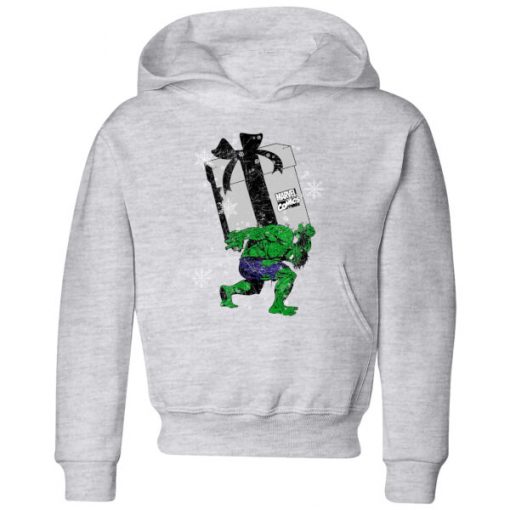 Marvel The Incredible Hulk Christmas Present Kids' Christmas Hoodie - Grey - 11-12 ans - Gris chez Zavvi FR image 5059478652049