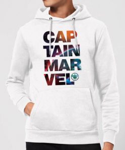 Captain Marvel Space Text Hoodie - White - M - Blanc chez Zavvi FR image 5059478744218