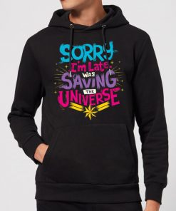 Captain Marvel Sorry I'm Late Hoodie - Black - M - Noir chez Zavvi FR image 5059478744515