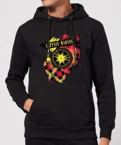 Captain Marvel Tartan Patch Hoodie - Black - M - Noir chez Zavvi FR image 5059478744812