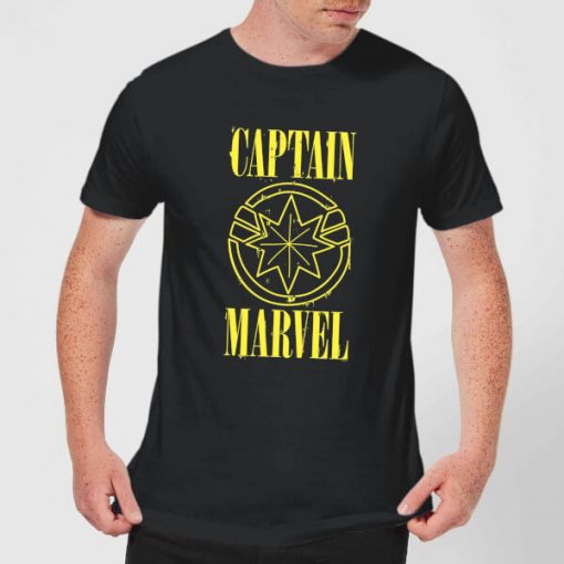 Captain Marvel Grunge Logo Men's T-Shirt - Black - XXL - Noir chez Zavvi FR image 5059478748001