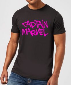 Captain Marvel Spray Text Men's T-Shirt - Black - XXL - Noir chez Zavvi FR image 5059478748247