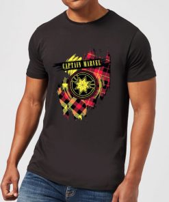 Captain Marvel Tartan Patch Men's T-Shirt - Black - XXL - Noir chez Zavvi FR image 5059478748643