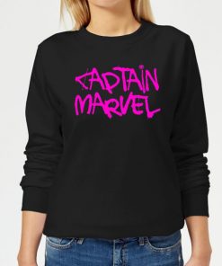 Captain Marvel Spray Text Women's Sweatshirt - Black - 5XL - Noir chez Zavvi FR image 5059478749985