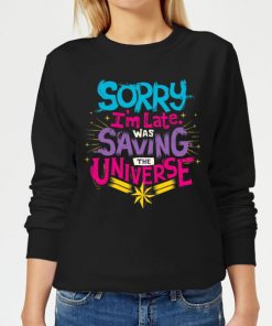 Captain Marvel Sorry I'm Late Women's Sweatshirt - Black - 5XL - Noir chez Zavvi FR image 5059478750615