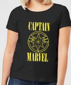 Captain Marvel Grunge Logo Women's T-Shirt - Black - XXL - Noir chez Zavvi FR image 5059478751391