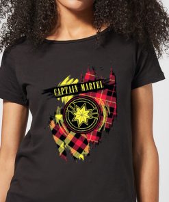 Captain Marvel Tartan Patch Women's T-Shirt - Black - XXL - Noir chez Zavvi FR image 5059478751759