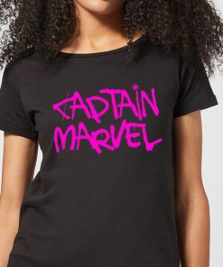 Captain Marvel Spray Text Women's T-Shirt - Black - XXL - Noir chez Zavvi FR image 5059478753197