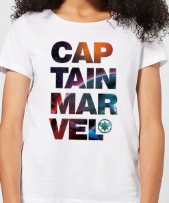 Captain Marvel Space Text Women's T-Shirt - White - XXL - Blanc chez Zavvi FR image 5059478753463