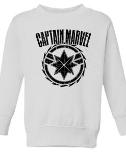 Captain Marvel Logo Kids' Sweatshirt - White - 11-12 ans - Blanc chez Zavvi FR image 5059478754996
