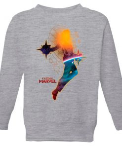 Captain Marvel Nebula Flight Kids' Sweatshirt - Grey - 11-12 ans - Gris chez Zavvi FR image 5059478755146
