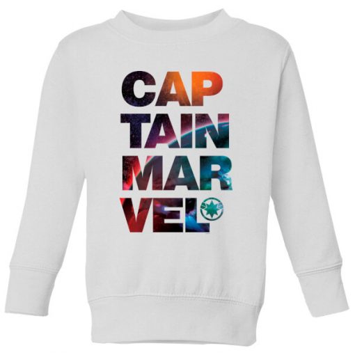 Captain Marvel Space Text Kids' Sweatshirt - White - 11-12 ans - Blanc chez Zavvi FR image 5059478755290