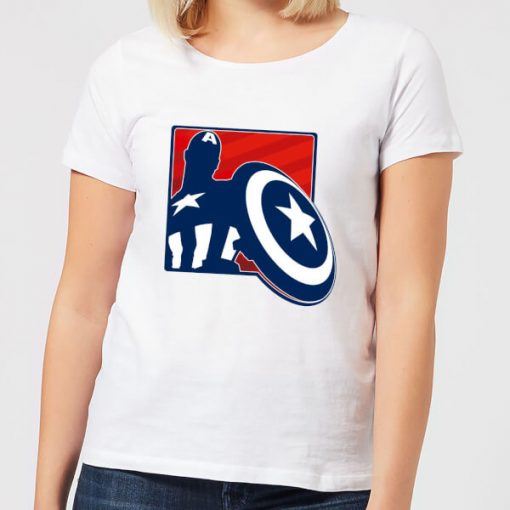 Avengers Assemble Captain America Outline Badge Women's T-Shirt - White - XXL - Blanc chez Zavvi FR image 5059478799270