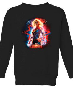 Captain Marvel Poster Kids' Sweatshirt - Black - 11-12 ans - Noir chez Zavvi FR image 5059478972659