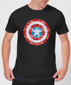 Marvel Captain America Pixelated Shield Men's T-Shirt - Black - XXL - Noir chez Zavvi FR image 5059479188851