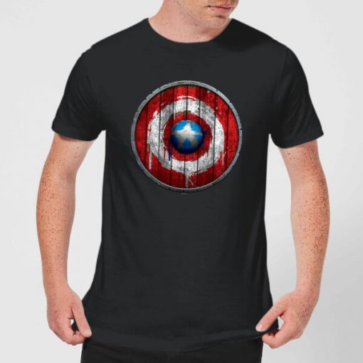 Marvel Captain America Wooden Shield Men's T-Shirt - Black - XXL - Noir chez Zavvi FR image 5059479189179