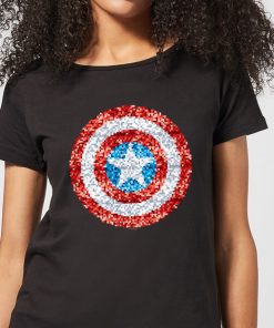 Marvel Captain America Pixelated Shield Women's T-Shirt - Black - XXL - Noir chez Zavvi FR image 5059479189346