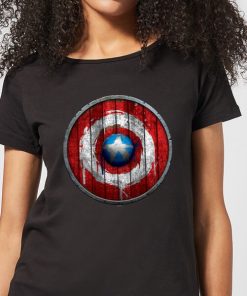 Marvel Captain America Wooden Shield Women's T-Shirt - Black - XXL - Noir chez Zavvi FR image 5059479190069