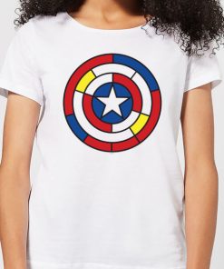 Marvel Captain America Stained Glass Shield Women's T-Shirt - White - XXL - Blanc chez Zavvi FR image 5059479190335