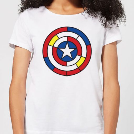 Marvel Captain America Stained Glass Shield Women's T-Shirt - White - XXL - Blanc chez Zavvi FR image 5059479190335