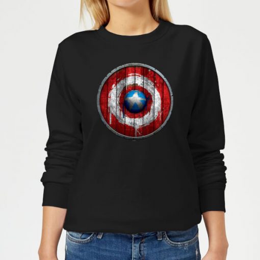 Marvel Captain America Wooden Shield Women's Sweatshirt - Black - 5XL - Noir chez Zavvi FR image 5059479191493
