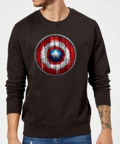 Marvel Captain America Wooden Shield Sweatshirt - Black - XXL - Noir chez Zavvi FR image 5059479192414