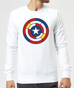 Marvel Captain America Stained Glass Shield Sweatshirt - White - XXL - Blanc chez Zavvi FR image 5059479192575