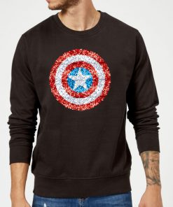 Marvel Captain America Pixelated Shield Sweatshirt - Black - XXL - Noir chez Zavvi FR image 5059479192650