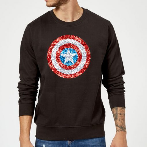 Marvel Captain America Pixelated Shield Sweatshirt - Black - XXL - Noir chez Zavvi FR image 5059479192650