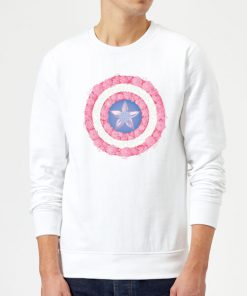 Marvel Captain America Flower Shield Sweatshirt - White - XXL - Blanc chez Zavvi FR image 5059479192896