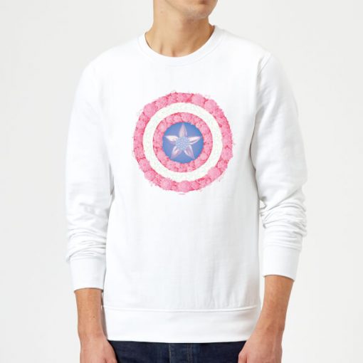 Marvel Captain America Flower Shield Sweatshirt - White - XXL - Blanc chez Zavvi FR image 5059479192896