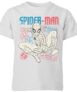 Spider-Man Far From Home Distressed Passport Kids' T-Shirt - Grey - 11-12 ans - Gris chez Zavvi FR image 5059479288216