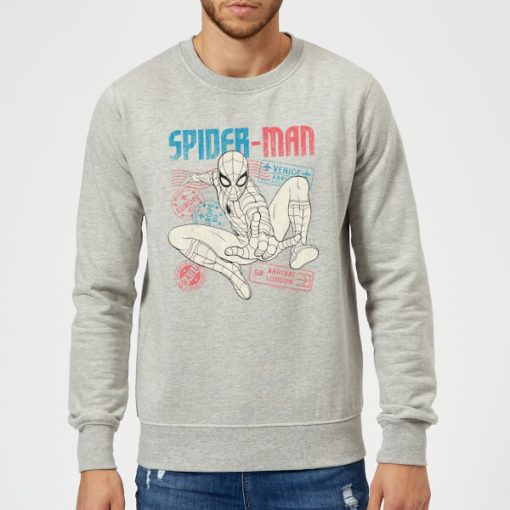 Spider-Man Far From Home Distressed Passport Sweatshirt - Grey - XXL - Gris chez Zavvi FR image 5059479290486