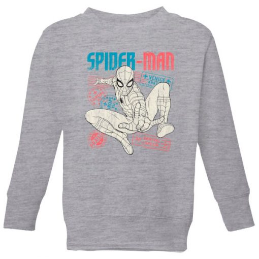 Spider-Man Far From Home Distressed Passport Kids' Sweatshirt - Grey - 11-12 ans - Gris chez Zavvi FR image 5059479292343