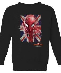 Spider-Man Far From Home British Flag Kids' Sweatshirt - Black - 11-12 ans - Noir chez Zavvi FR image 5059479292947